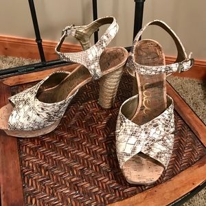 Sam Edelman 9 Snakeskin Platform espadrille heels